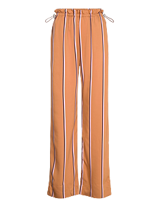 STINE GOYA Gathered Long Pants, 2249 Striped V - Rette bukser - COCOA STRIPES / orange