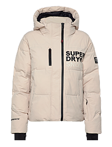 Superdry Sport HOODED SKI BOXY PUFFER JACKET - Vinterjakker - OFF GREY / beige