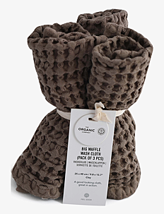 The Organic Company Big Waffle Wash Cloth (pack of 3 pcs) - Ansiktshåndklær - 225 CLAY / brown