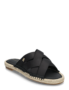 Tommy Hilfiger SATIN ESPADRILLE MULE - Flate sandaler - BLACK / black