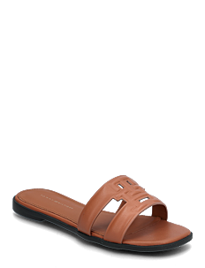 Tommy Hilfiger TH LOGO STRAP MULE - Flate sandaler - CINNAMON BARK / brown