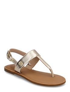 Tommy Hilfiger METALLIC LEATHER THONG SANDAL - Flate sandaler - GOLD / beige