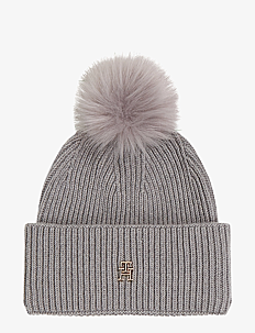 Tommy Hilfiger ELEVATED CHIC BEANIE W/POMPOM - Hatter & Luer - UNIVERSAL GREY / grey