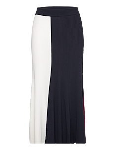 Tommy Hilfiger RWB COLOUR BLOCK RIB MAXI SKIRT - Skjørt - DESERT SKY/ ROUGE/ ECRU / multi