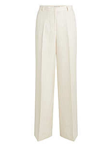 Tommy Hilfiger VISCOSE LINEN WIDE LEG PANTS - Bukser - CREAM/ GREY PINSTRIPE CW FABRIC / white