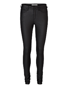 Vero Moda VMSEVEN NW SS SMOOTH COATED PANT NOOS - Skinny Jeans - BLACK / black