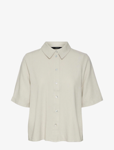 Vero Moda VMMYMILO 2/4 SHIRT WVN  GA - Kortermede skjorter - SILVER LINING / cream