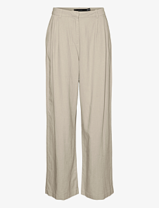 Vero Moda VMMINDY MW LINEN DAD PANT MIX - Bukser - OATMEAL / beige