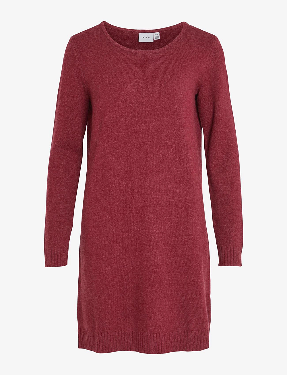 Vila - VIRIL L/S KNIT DRESS - NOOS - strikkede kjoler - beet red - 1