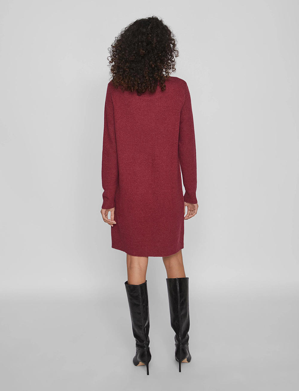 Vila - VIRIL L/S KNIT DRESS - NOOS - strikkede kjoler - beet red - 3