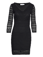 VICHIKKA LACE 3/4 SHORT DRESS - BLACK