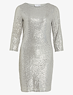 VISPARKLING 3/4 O-NECK DRESS/KA - SILVER