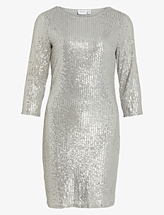 Vila VISPARKLING 3/4 O-NECK DRESS/KA - Korte kjoler - SILVER / silver