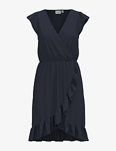 Vila VIMOONEY S/S WRAP FLOUNCE DRESS /1/KA - Korte kjoler - TOTAL ECLIPSE / navy