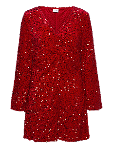 Vila VIBARINA WIDE SLEEVE GLITTER DRESS - Korte kjoler - POPPY RED / red