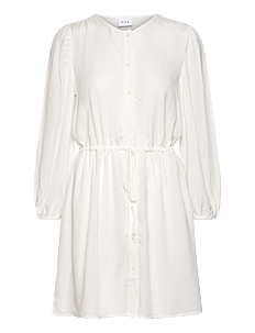 Vila VIPRICIL O-NECK 7/8 DRESS- NOOS - Korte kjoler - CLOUD DANCER / white