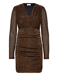 Vila VIJAADE L/S V-NECK DRESS/DC - Korte kjoler - BLACK / brown