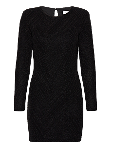 Vila VIZOE L/S O-NECK MINI DRESS/DC - Korte kjoler - BLACK / black