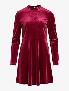 Vila VIOELLE HIGH NECK L/S DRESS/1N - Korte kjoler - BEET RED / red