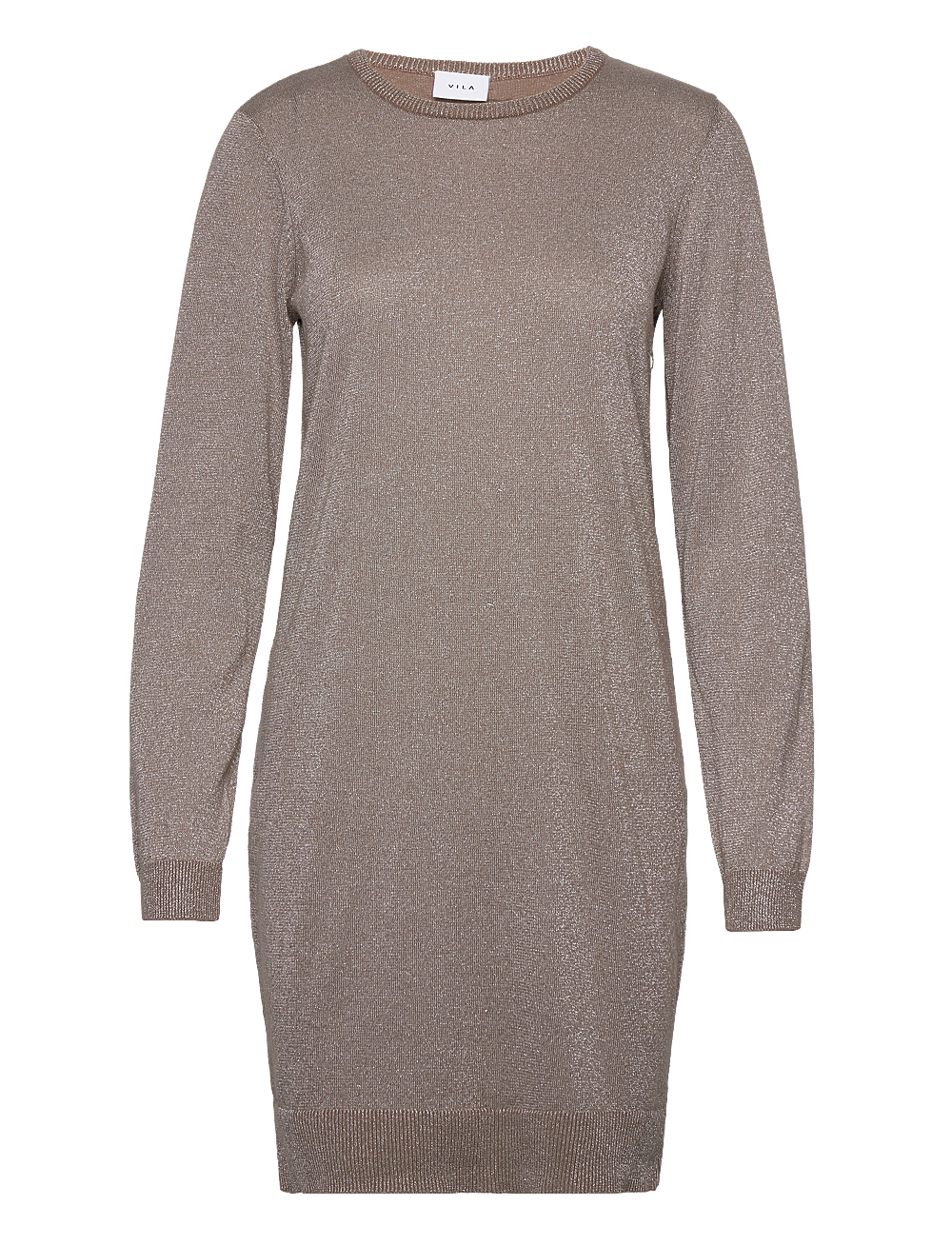 Vila - VISANJA L/S GLITTER KNIT DRESS /B - strikkede kjoler - fossil - 0