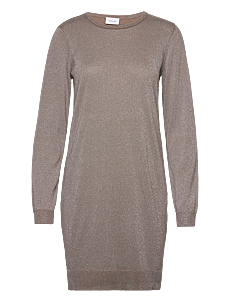 Vila VISANJA L/S GLITTER KNIT DRESS /B - Korte kjoler - FOSSIL / beige