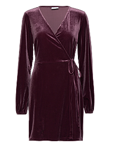 Vila VIKATJA L/S SHORT VELVET WRAP DRESS/KA - Korte kjoler - WINETASTING / burgundy