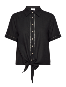 Vila VILINDA S/S KNOT SHIRT/R - Kortermede skjorter - BLACK BEAUTY / black