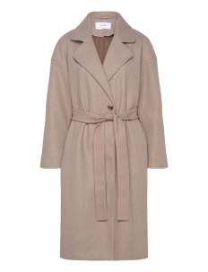 Vila VISOLO L/S LONG COAT/TES - Kåper - FOSSIL / beige