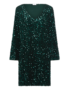 Vila VIFAITH V-NECK L/S SEQUIN DRESS/VOL - Korte kjoler - PINENEEDLE / green