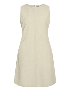 Vila VIPRISILLA O-NECK S/L SHORT DRESS - Korte kjoler - SUPER LIGHT NATURAL MELAN / cream