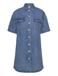 Vila VIMAYA 2/4 DENIM DRESS - Korte kjoler - MEDIUM BLUE DENIM / blue