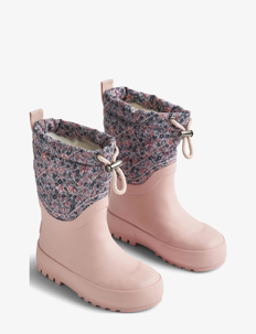 Wheat Thermo Snowboot Drizzle - Gummistøvler med linjer - WINTER FLOWERS / pink/rose